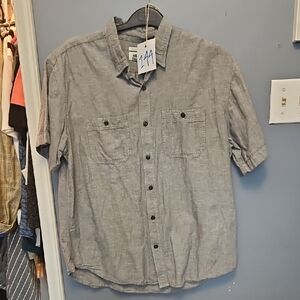 #144 Old Navy Men's Short-Sleeve Button-Down Shirt in Light Gray